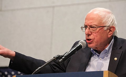 Sen. Bernie Sanders (I-VT) speaks to supporters at a rally at the Mid-America Center in Council Bluffs, Iowa. Please attribute to Matt A.J. is used elsewhere.