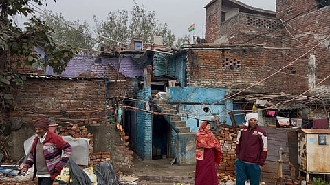 A mohalla of the VP Singh Camp nearest to the Okhla landfill dumpyard, a cluster of houses, the locality is sort of a village