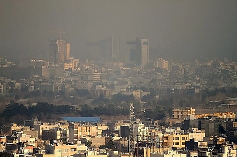 Air pollution in Mashhad, Iran. skyline which gets hazier in the distance.