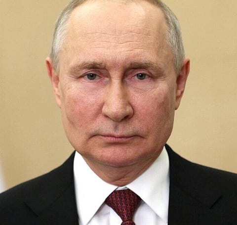 portrait of Russian President Vladimir Putin. he congratulates medics and veterans of the Russian healthcare system on Medical Worker Day, at Moscow's Kremlin, Russia.