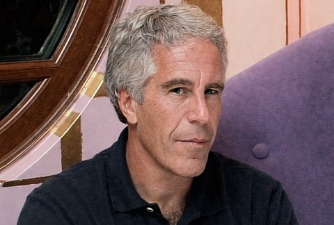 Image of convicted sex offender Jeffrey Epstein wearing a black t shirt.