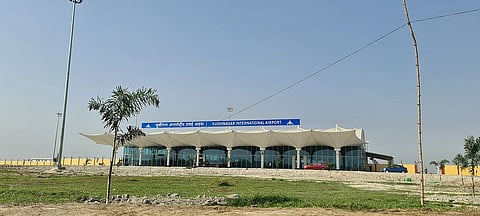 Kushinagar Airport building from afar.