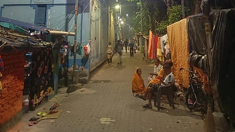 Outside the Kashi Mitra crematorium in North Kolkata