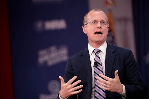 FCC Commissioner Brendan Carr speaking at the 2018 Conservative Political Action Conference (CPAC) in National Harbor, Maryland.