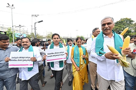 BRS stages protest near Assembly, demands maize procurement