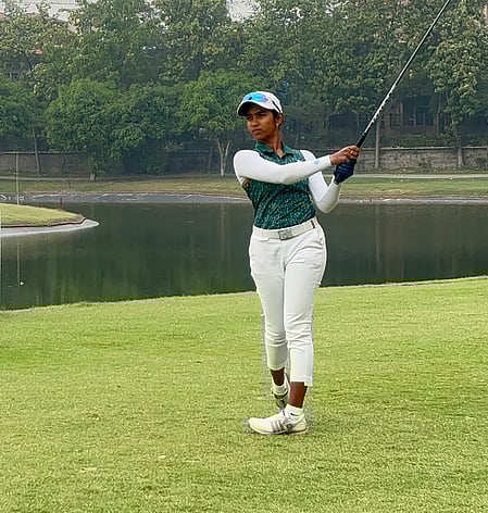 Jasmine takes 3-shot lead despite late bogeys in 6th leg of WPG Tourin the sixth leg of the Hero Women’s Pro Golf Tour at Jaypee Wishtown Golf Course in Noida, on Thursday. Photo credit: WPGI
