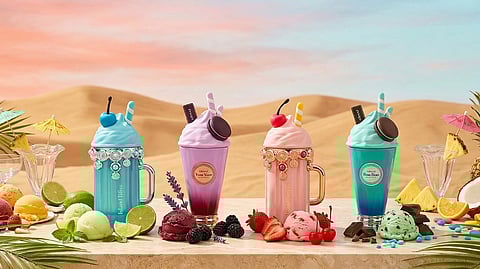 AI graphic of bedazzled milkshakes