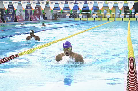 Swimmers Dhoneesh N of Karnataka, Odisha’s Anjali Munda clinch the first medals in the men’s and women’s 200m freestyle swimming events of the inaugural Khelo India Tribal Games (KITG) 2026 at the International Swimming Complex in Raipur on Wednesday. Photo credit: SAI Media