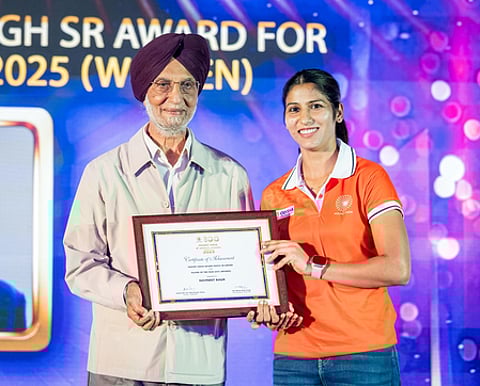 I owe it to my teammates, says Navneet Kaur as she reflects on winning Hockey India Balbir Singh Sr. Award for Player of the Year (Women) in the Hockey India 8th Annual Awards 2025 in New Delhi on Friday. Photo credit: Hockey India