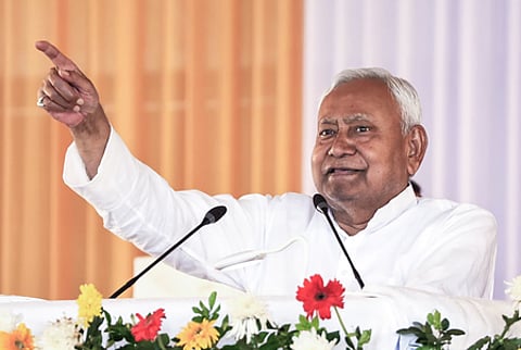 Bihar: Students protest during Nitish Kumar’s event at Patna University (Photo: IANS)