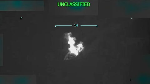 video of a boat being struck with 'unclassified' written on top