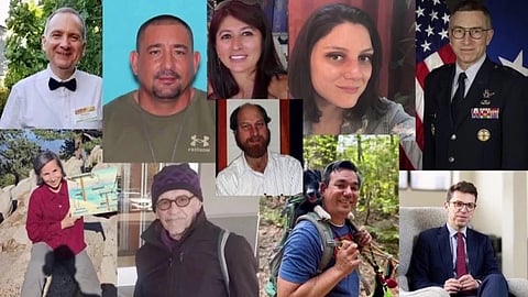 A collage of diverse individuals (missing scientists), each smiling, includes a person in a military uniform, casual clothing, outdoors, and formal attire.