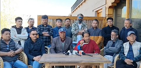 Sonam Wangchuk and members of Leh Apex Body addressing a press conference