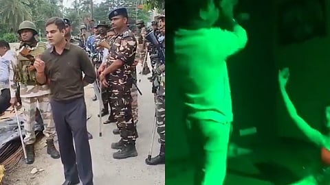 IPS officer Ajay Pal Singh confronting relatives of TMC candidate Jehangir Khan during West Bengal election duty