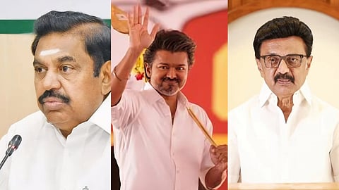 DMK and AIADMK leaders amid discussions over possible alliance options during Tamil Nadu government formation talks after the 2026 Assembly elections