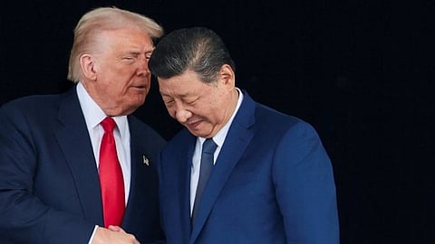 photo of US president Donald Trump and Chinese president Xi Jinping interacting at the US-China Summit