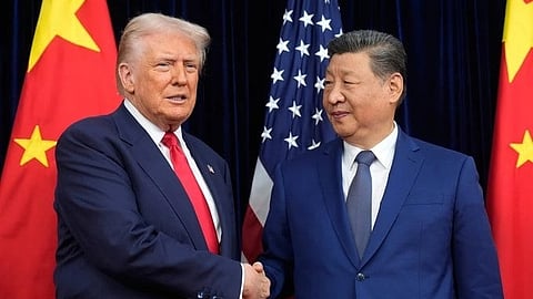 photo of US president Donald Trump and Chinese president Xi Jinping shaking hands at the US-China Summit