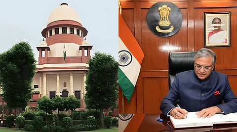 Image showing the Supreme Court of India and current Chief Election Commissioner (CEC) of India Gyanesh Kumar