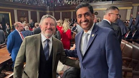 In the image Thomas Messie is shown with Ro Khanna shaking hands
