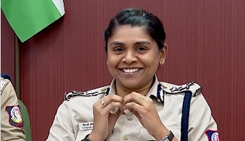 In the image Tamil Nadu Inspector General R V Ramya Bharathi is shown smiling in her uniform