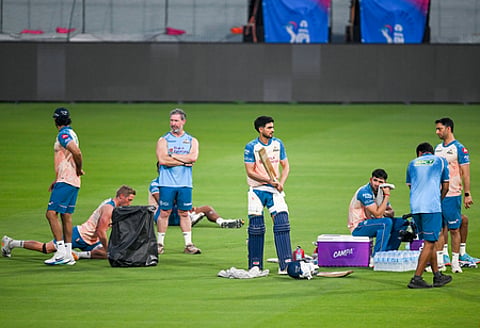 Players of Gujarat Titans and Rajasthan Royals during an IPL 2026 match ahead of the Qualifier 2 clash