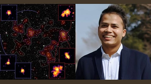 In the image on the left side the Loktak Protocluster region is shown and on the right side Dr Ronaldo Laishram is shown