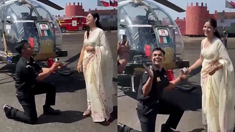 Indian Army pilot Captain Bharat Bhardwaj proposing to his girlfriend during a passing-out parade ceremony in Nashik