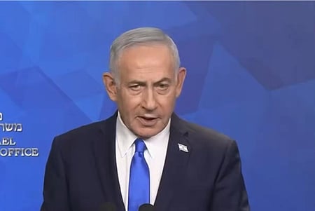 In the image Benjamin Netanyahu is shown