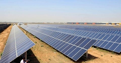 Big Solar panels in a large land