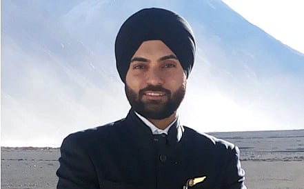 In the image Harshdeep Kanauja is shown wearing Sikh turban in an open sky