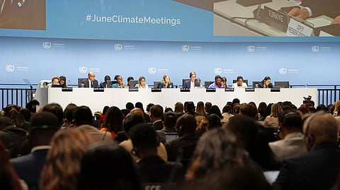 Delegates attending climate negotiations at the Bonn Climate Conference in Germany