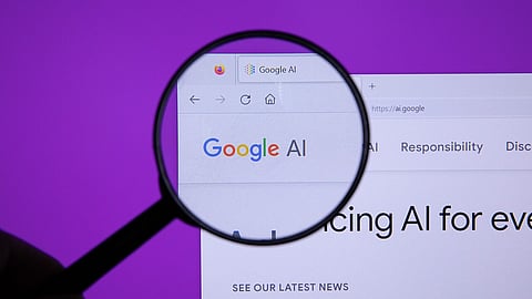Google AI logo with the tagline "AI for All" emphasizing accessibility and inclusivity in artificial intelligence.