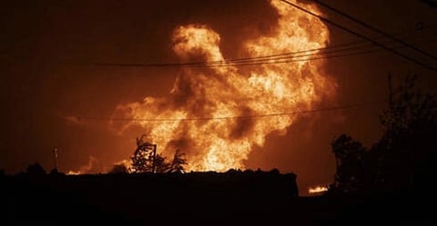 Wildfires burning across southern Europe following an extreme heatwave in Greece, France, Spain and Portugal
