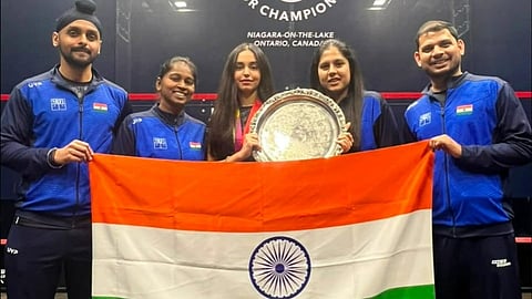 Anahat Singh with Indian Flag