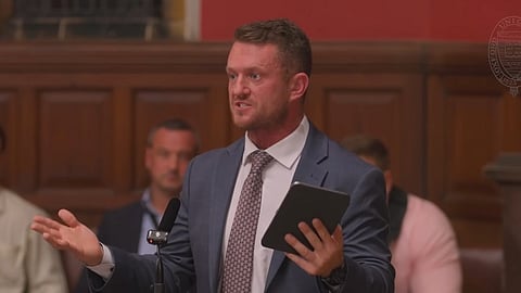 Tommy Robinson speaking for the motion "the west is right to be suspicious of Islam" during the oxford union debate
