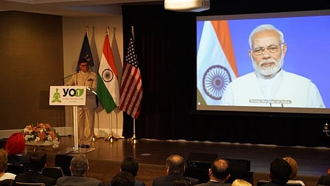 A man standing on the podium giving a speech.