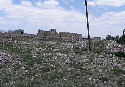 Image of Kaukaban, Yemen building and debris are visible