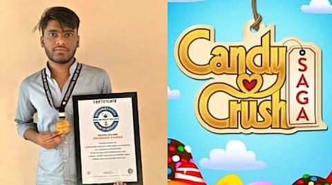 Image of 19 year old Shubham Kumar from Bihar as he hold world record for reaching the highest level in Candy crush saga