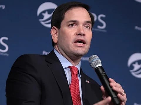 Image of Marco Rubio speaking at an event in Manchester, New Hampshire.