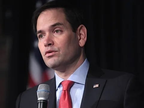 Image of Marco Rubio speaking at an event in Manchester, New Hampshire.