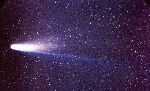 Image of Halley comet taken March 8, 1986 by W. Liller, Easter Island, part of the International Halley Watch (IHW) Large Scale Phenomena Network.