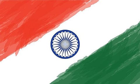 The Indian national flag is tricolored.
