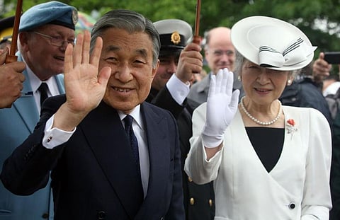 People gather at Imperial Palace in Tokyo to celebrate the 83rd Birthday of Japan’s Emperor Akihito