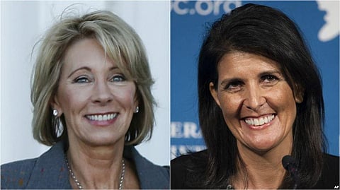 Donald Trump inducts 2 Women in his Cabinet: Indian-American South Carolina Governor Nikki Haley and Charter School Advocate Betsy DeVos