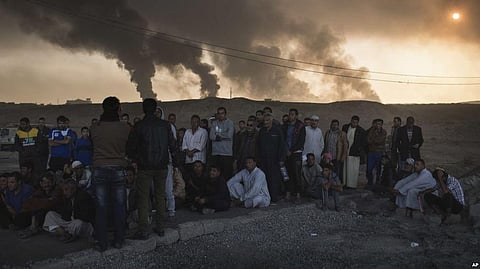 Iraqi Government Forces trade Artillery Fire with Islamic State Militants as they attempted to advance into Mosul