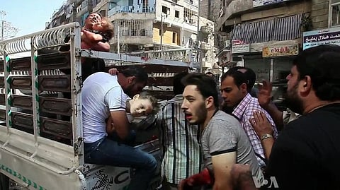 Syria’s war: Bodies littered the ground both inside and outside the hospital in Aleppo