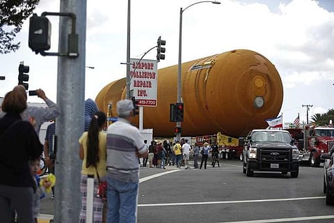‘ET Comes Home’: NASA’s fuel tank takes a street ride to LA museum