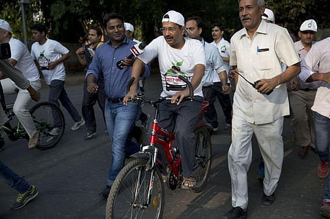 Kejriwal leads ‘Car Free Day’; pollution level drops by 60%