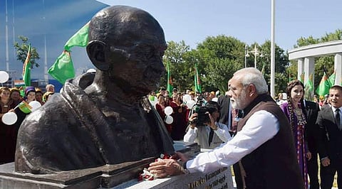 Modi unveils two Mahatma Gandhi statues on Central Asian visit