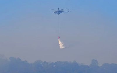 11 अप्रैल से लगी जंगल की आग को बुझाने के वायुसेना के हेलिकॉप्टर भेजे गए(IANS)